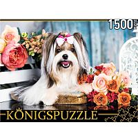 Пазл Konigspuzzle 1500дет Йоркширский терьер в цветах РыжийКот ШТK1500-0673