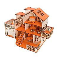 Кукольный домик с гаражом Оранжевое настроение Iwoodplay ЭД-022